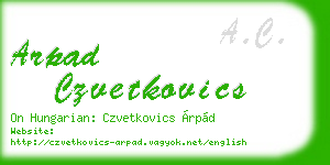 arpad czvetkovics business card